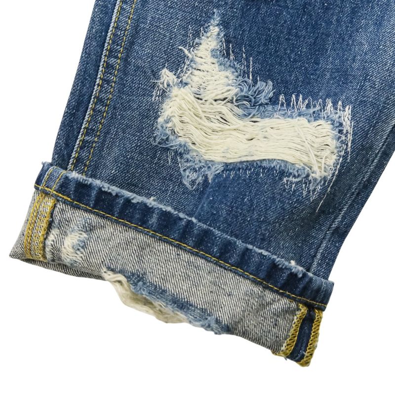 Dolce & Gabbana Comfort Logo Patch Crushed Denim Pants 46 Indigo Blue