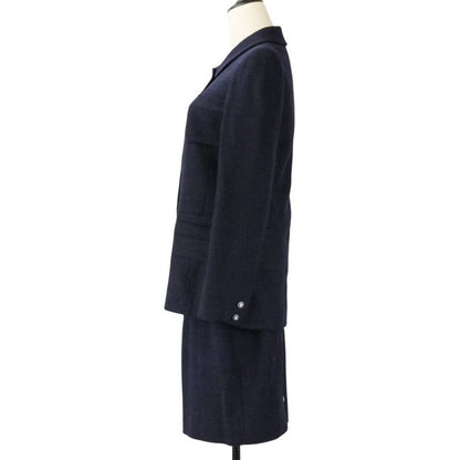 Chanel CC Logo Button Tweed Jacket Skirt Set 38