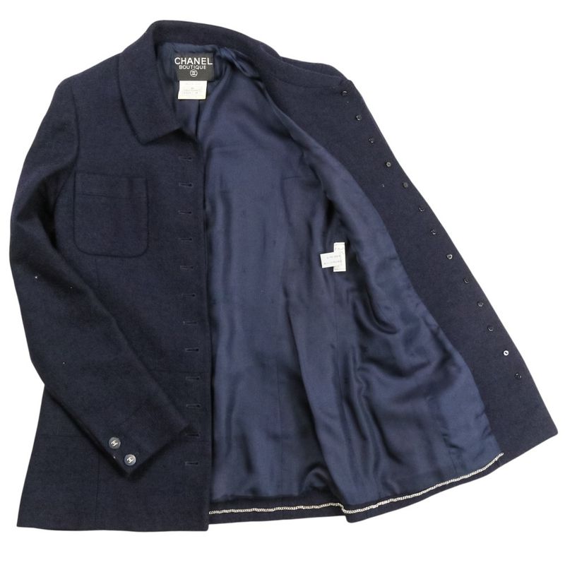 Chanel CC Logo Button Tweed Jacket Skirt Set 38