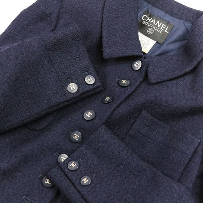 Chanel CC Logo Button Tweed Jacket Skirt Set 38