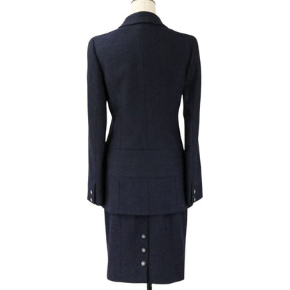 Chanel CC Logo Button Tweed Jacket Skirt Set 38