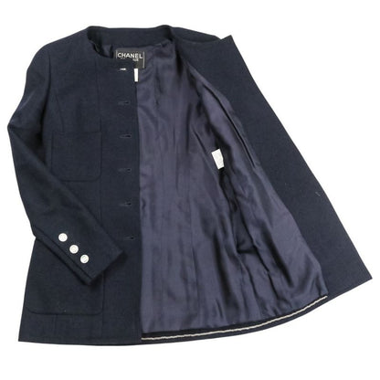 Chanel Logo Shell Button Tweed Jacket Skirt Set 38