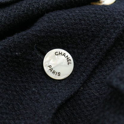 Chanel Logo Shell Button Tweed Jacket Skirt Set 38