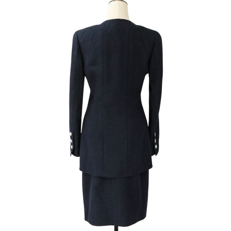Chanel Logo Shell Button Tweed Jacket Skirt Set 38