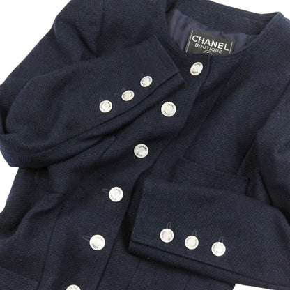 Chanel Logo Shell Button Tweed Jacket Skirt Set 38