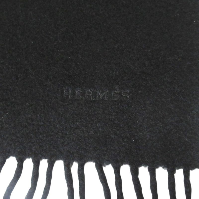 Hermes Cashmere Fringe Scarf Black