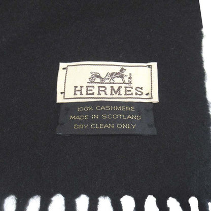 Hermes Cashmere Fringe Scarf Black
