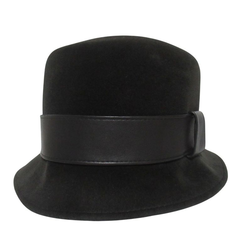 Hermes Lapin Rabbit 100% Leather Trim Hat 57 Black Charcoal