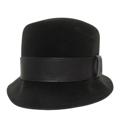 Hermes Lapin Rabbit 100% Leather Trim Hat 57 Black Charcoal