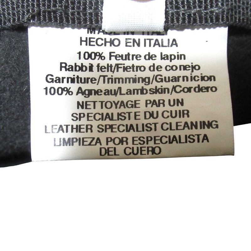 Hermes Lapin Rabbit 100% Leather Trim Hat 57 Black Charcoal