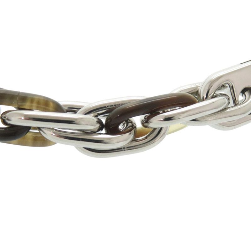 Hermes Amarage Bracelet Buffalo Horn Metal Brown Silver-brown