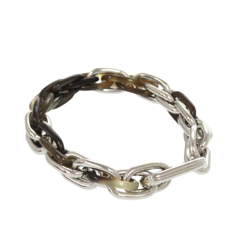 Hermes Amarage Bracelet Buffalo Horn Metal Brown Silver-brown