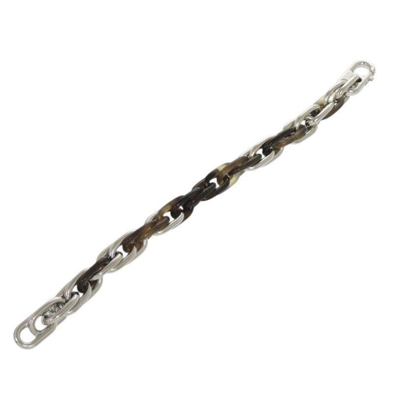 Hermes Amarage Bracelet Buffalo Horn Metal Brown Silver-brown