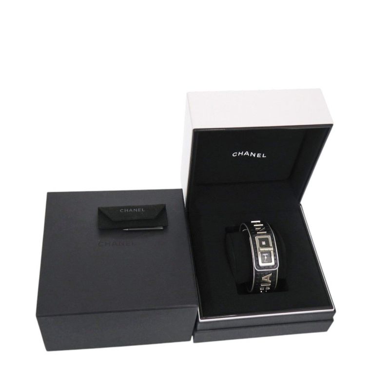 Chanel Code Coco Leather SS Black Dial Quartz Watch