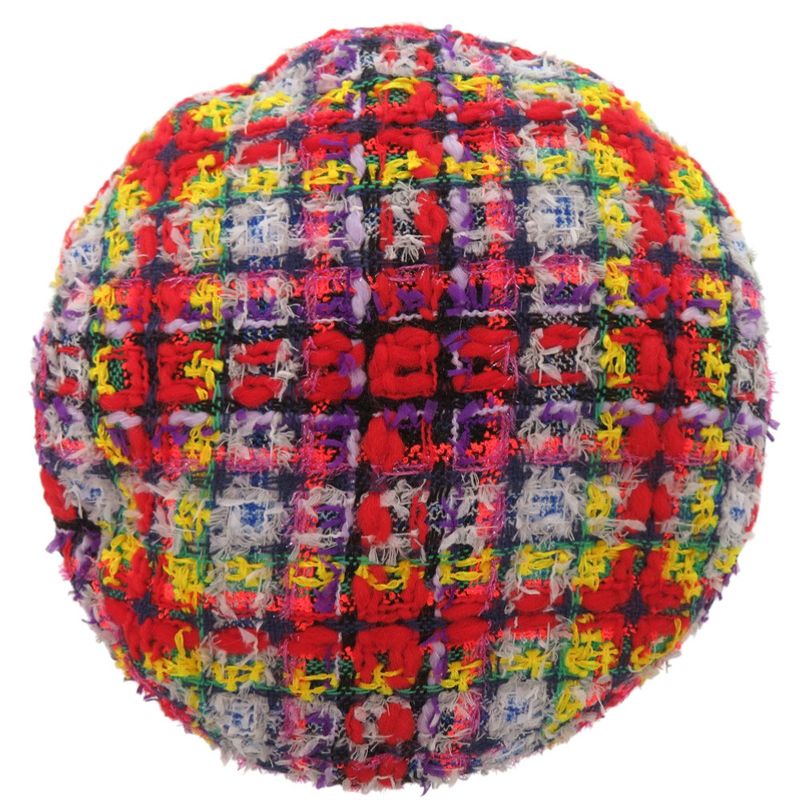 Gucci Tweed Plaid Ribbon GG Logo Beret Purple Red Yellow