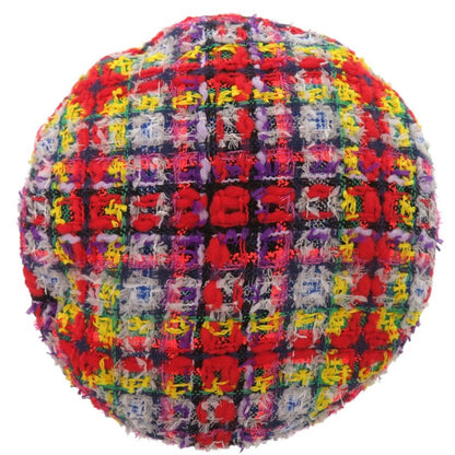 Gucci Tweed Plaid Ribbon GG Logo Beret Purple Red Yellow
