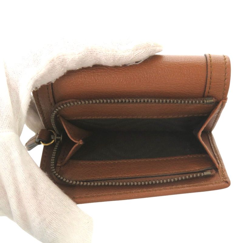 Gucci Diana Bamboo Compact Wallet GG Marmont Gold Leather