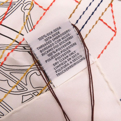 Hermes le Lotage Polished Carre 90 Exlibris Brodet Sangle 08 Silk White Red Blue