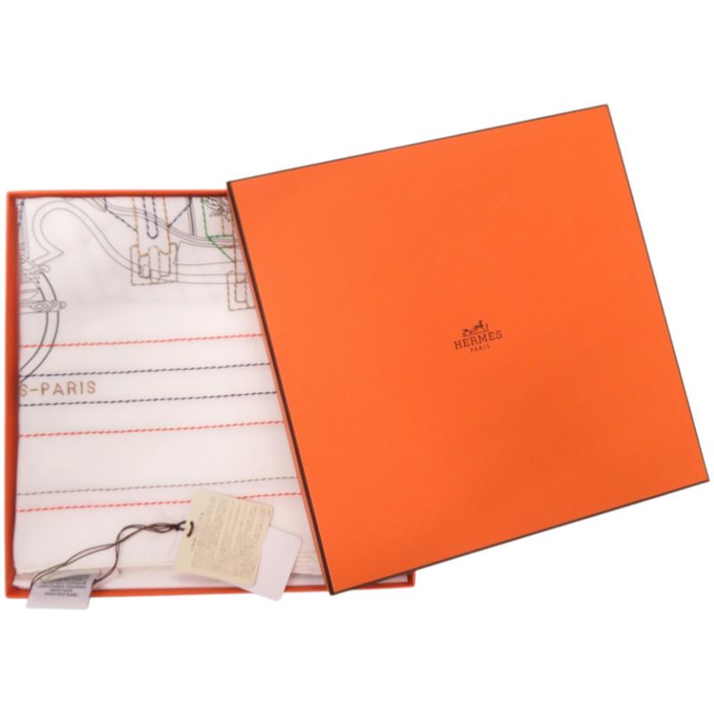 Hermes le Lotage Polished Carre 90 Exlibris Brodet Sangle 08 Silk White Red Blue