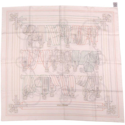 Hermes le Lotage Polished Carre 90 Exlibris Brodet Sangle 08 Silk White Red Blue