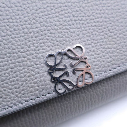Loewe Anagram Compact Flap Wallet Gray Leather Trifold