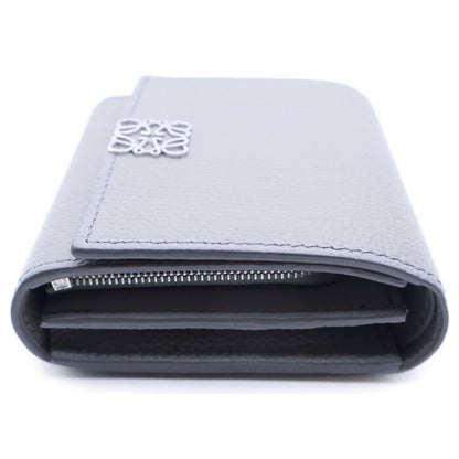 Loewe Anagram Compact Flap Wallet Gray Leather Trifold