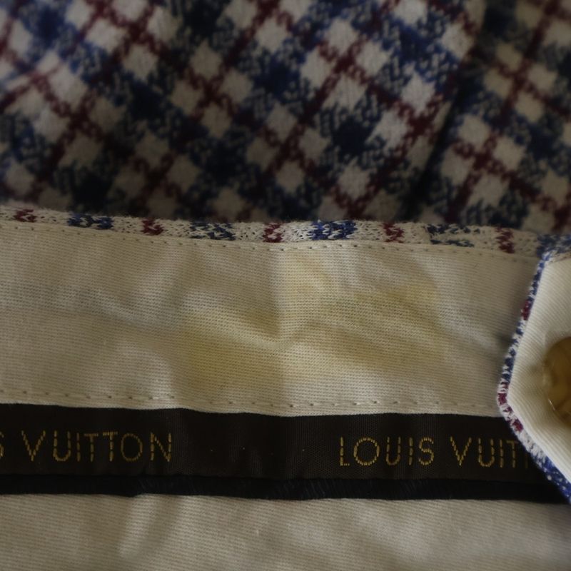 Louis Vuitton Cotton Glen Check Shorts Blue Red Pants Blue-red