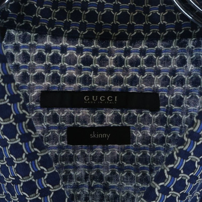 Gucci Silk Work Shirt Short Sleeve Top Button Down All Over