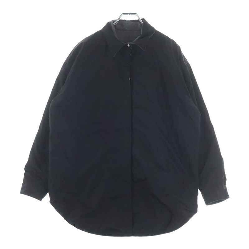 Moncler Long Sleeve Wool Shirt with Logo Patch Gray