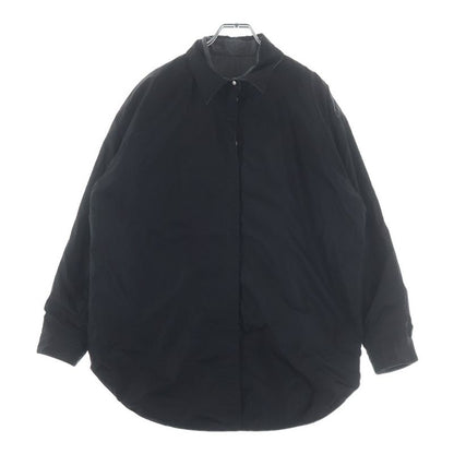 Moncler Long Sleeve Wool Shirt with Logo Patch Gray
