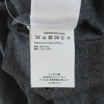 Moncler Long Sleeve Wool Shirt with Logo Patch Gray