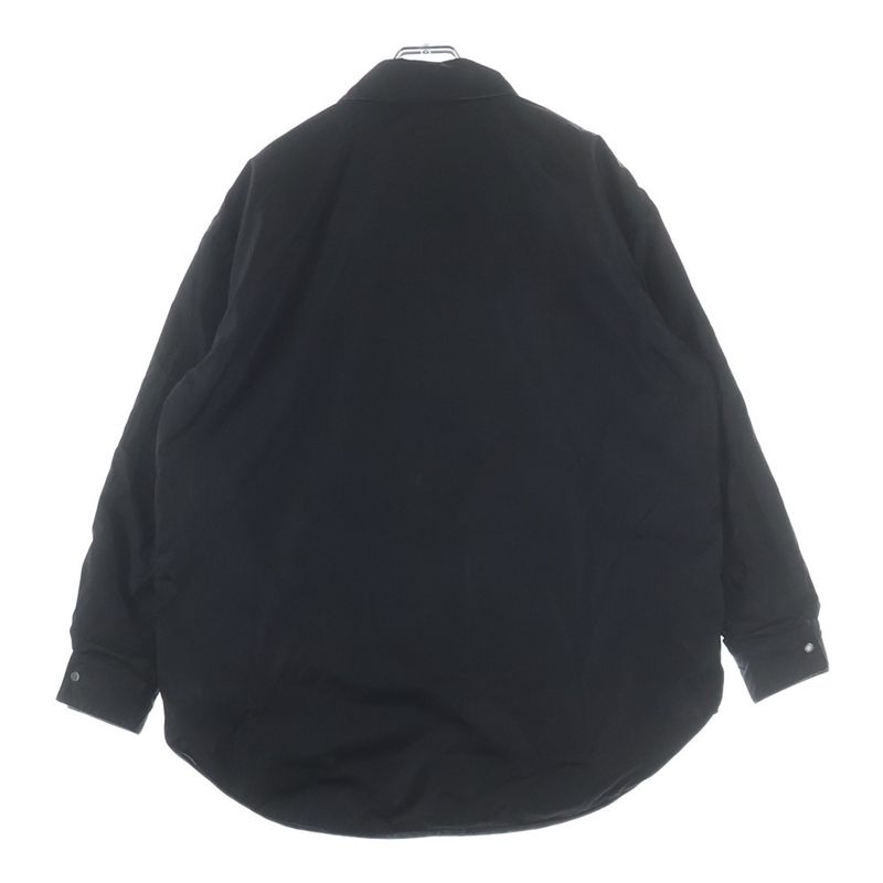 Moncler Long Sleeve Wool Shirt with Logo Patch Gray