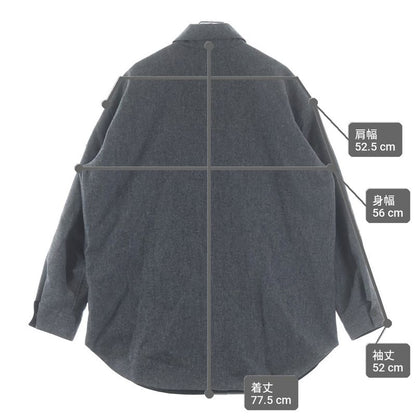 Moncler Long Sleeve Wool Shirt with Logo Patch Gray