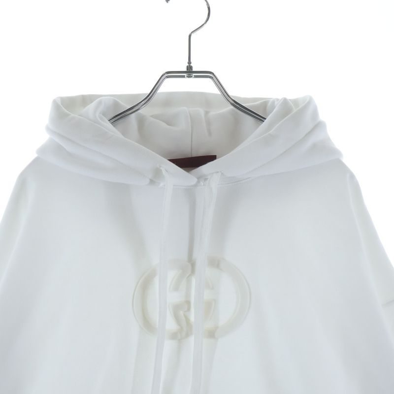 Gucci GG Embossed Logo Cotton Pullover Sweatshirt Hoodie White Sweater