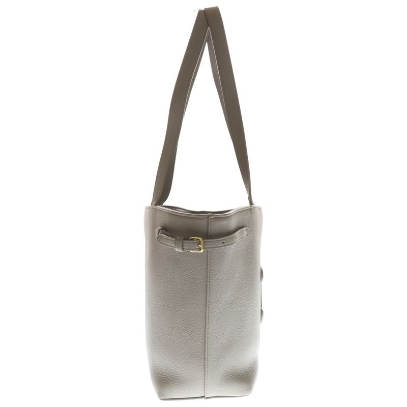 Celine Cabas Anais Small Triomphe Tote Gray Leather Gold Greige