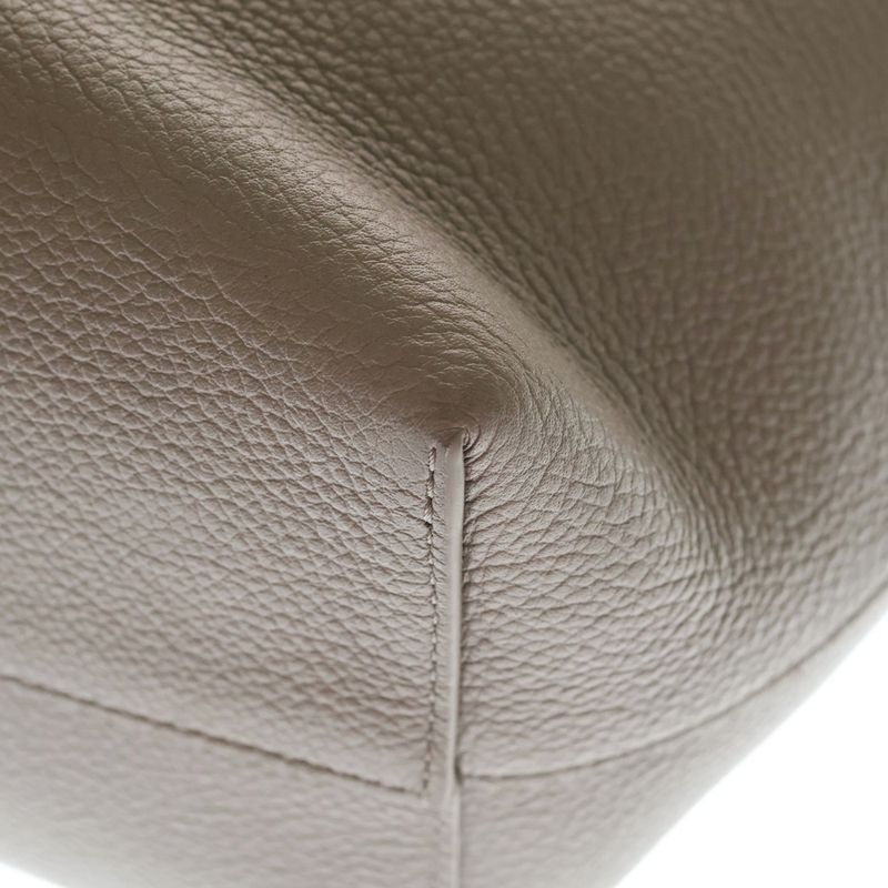 Celine Cabas Anais Small Triomphe Tote Gray Leather Gold Greige