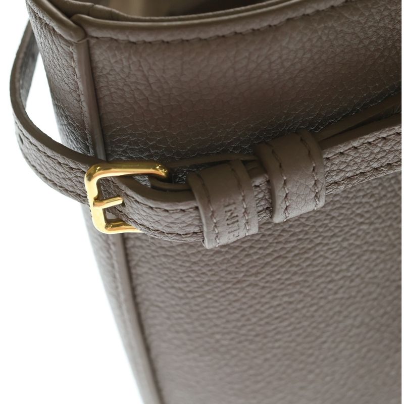 Celine Cabas Anais Small Triomphe Tote Gray Leather Gold Greige