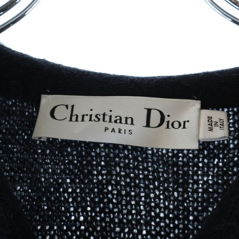 Dior Mohair Silk Blend Long Cardigan Poncho Black