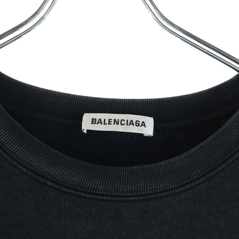 Balenciaga BB Interlocking Front Print Crew Neck Long Sleeve T-Shirt Black