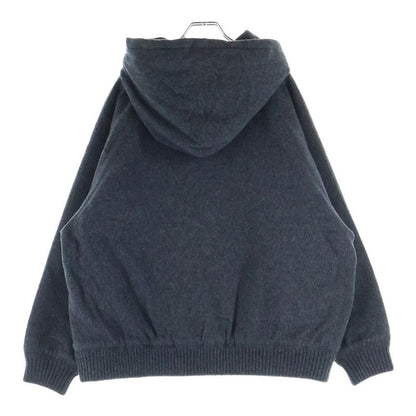 Prada Triangle Logo Cashmere Blend Virgin Wool Zip Up Hooded Jacket Gray
