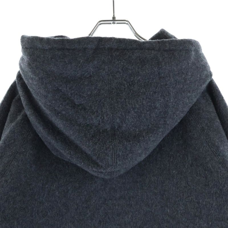 Prada Triangle Logo Cashmere Blend Virgin Wool Zip Up Hooded Jacket Gray