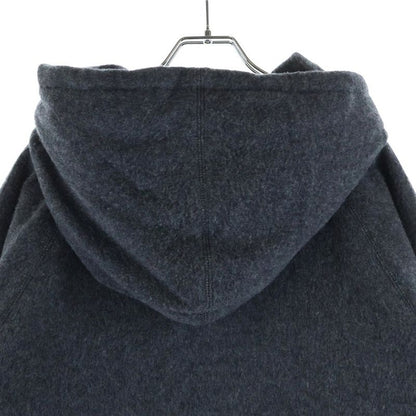 Prada Triangle Logo Cashmere Blend Virgin Wool Zip Up Hooded Jacket Gray