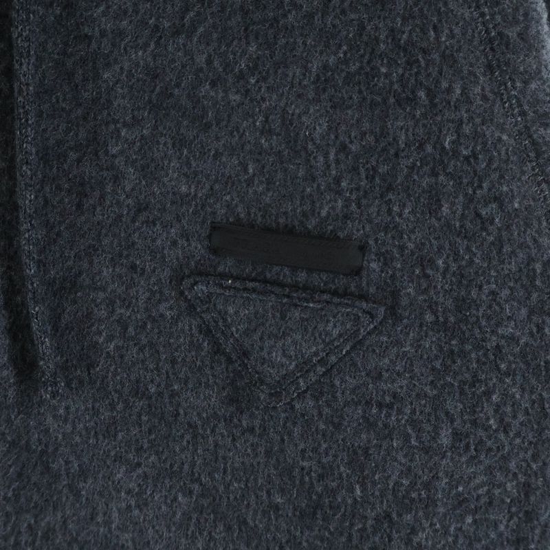 Prada Triangle Logo Cashmere Blend Virgin Wool Zip Up Hooded Jacket Gray