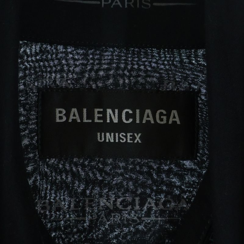 Balenciaga Logo Print All Over Pattern Long Sleeve Shirt Black