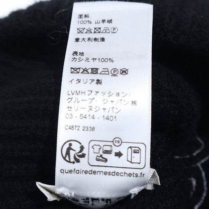Celine Triomphe Patch Knit Hat Seamless Cashmere Black