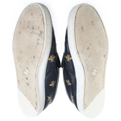 Gucci Bee Embroidery Leather Low Cut Sneakers Slip Ons Black