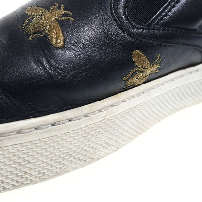 Gucci Bee Embroidery Leather Low Cut Sneakers Slip Ons Black
