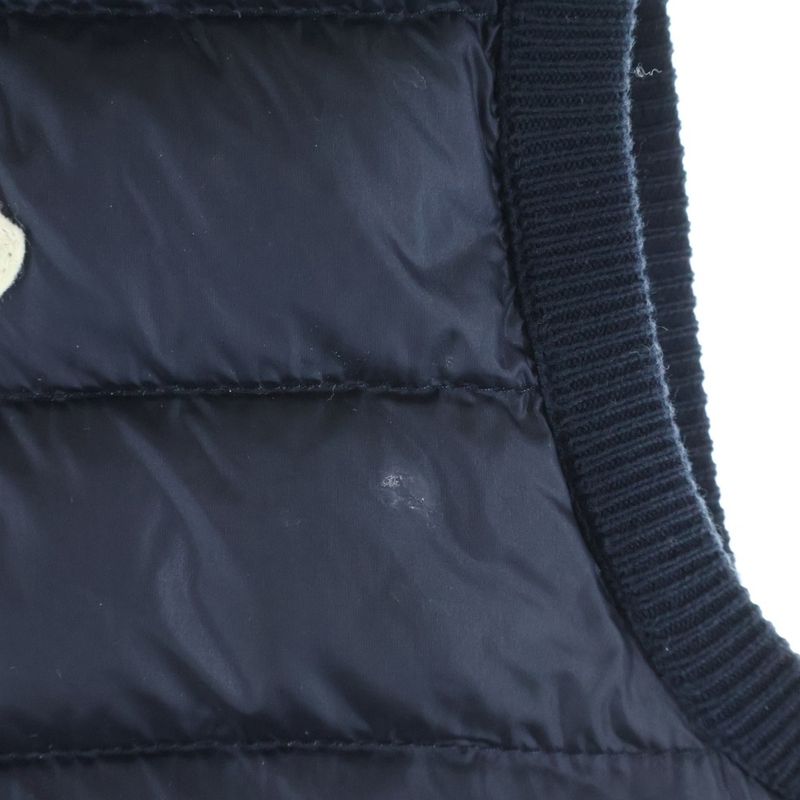 Moncler Patch Logo Down Cut Replacement Zip Up Knit Vest Navy