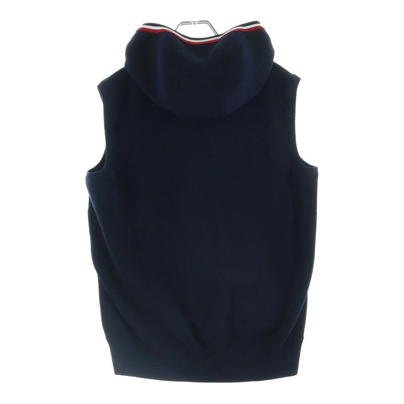 Moncler Patch Logo Down Cut Replacement Zip Up Knit Vest Navy