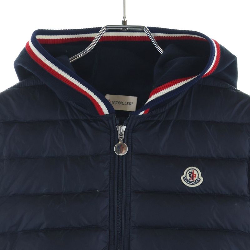 Moncler Patch Logo Down Cut Replacement Zip Up Knit Vest Navy